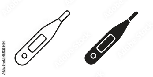 Digital thermometer icons. Outline icons vector collection. flat illustrations