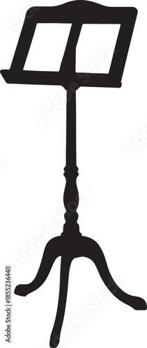 Silhouette of a vintage music stand with a three-legged base and ornate stem furniture