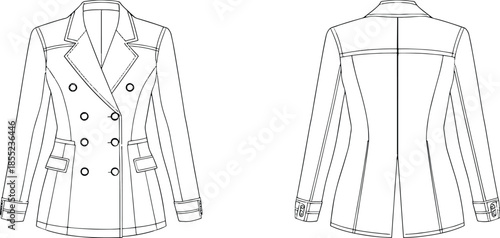 Classic double-breasted trench coat design pattern Vector