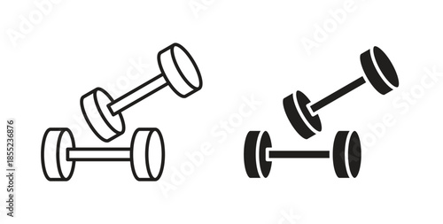 Dumbbell pair icons. Outline icons vector collection. flat illustrations