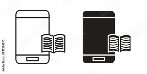 Ebook icons. Outline icons vector collection. flat illustrations
