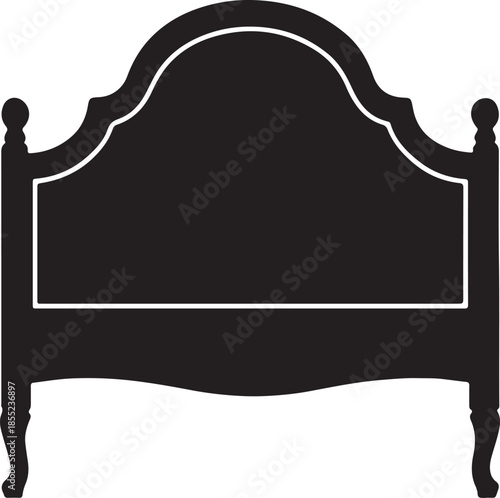 Black silhouette of a vintage headboard with ornate curves furniture antique