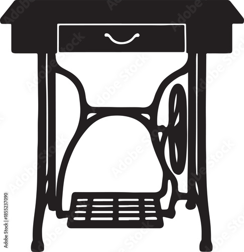 Vintage Sewing Machine Table Silhouette with Foot Pedal and Drawer antique furniture