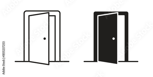 Entrance door icons. Outline icons vector collection. flat illustrations