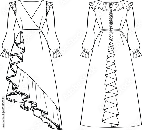 Elegant corset and dress design illustration Vector