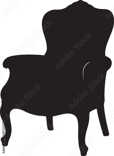 Black silhouette of a classic armchair with ornate legs furniture vintage