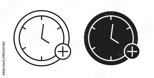 Extra hours icons. Outline icons vector collection. flat illustrations