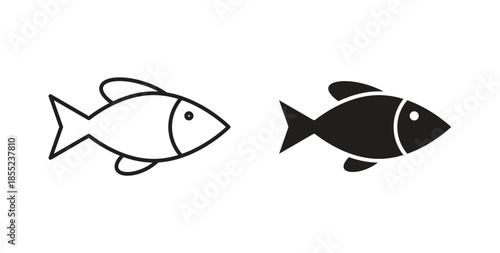 Fish icons. Outline icons vector collection. flat illustrations