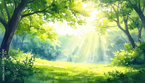 Sunlit Enchanted Forest Meadow