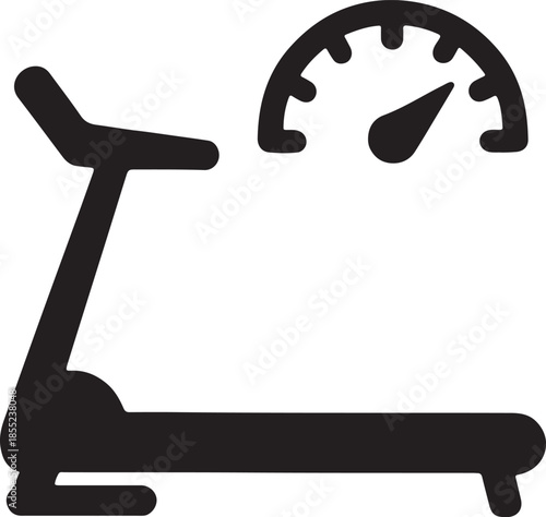 Treadmill displaying speed isolated on white background