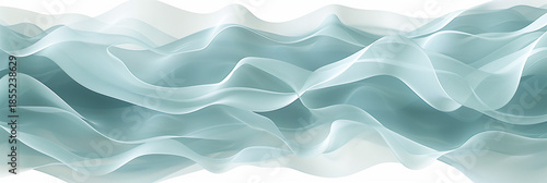 Abstract flowing wave lines in soft blue and white tones with gentle light motion, modern minimalist background for design and web projects