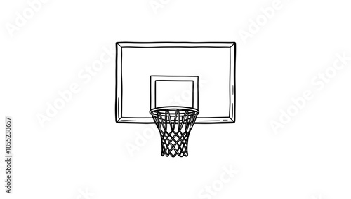 Minimalist black and white basketball hoop outline design