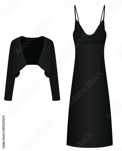 Bolero and dress. vector illustration