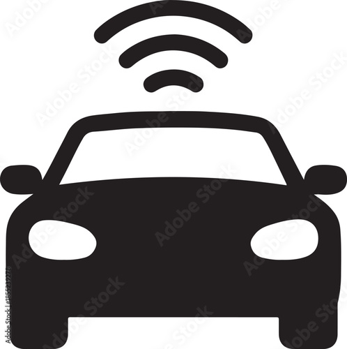 Car with wireless signal isolated on white background