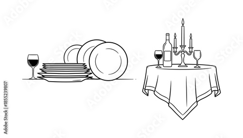 Elegant dining table setting with wine and candlelight