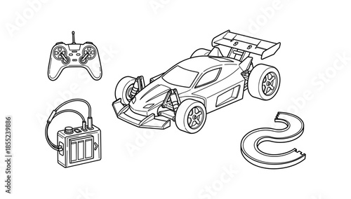 Line art remote control car kit with controller and charger