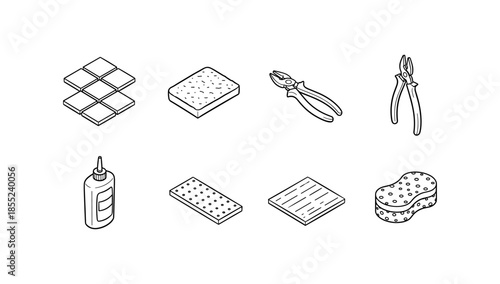 Essential tiling tools and materials in linear design for home improvement projects