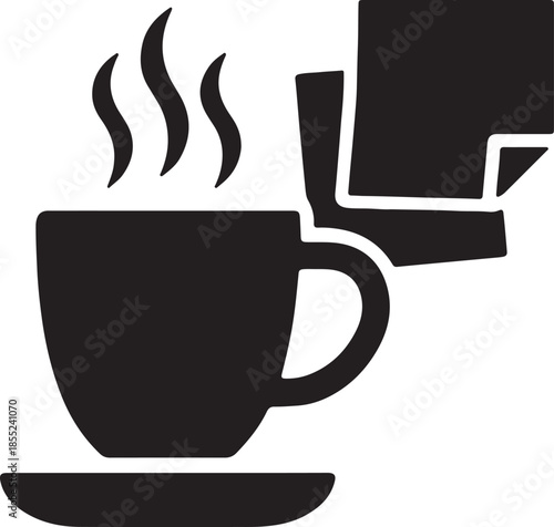 Steaming coffee cup isolated on white background