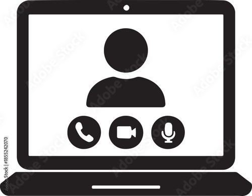 Virtual meeting interface isolated on white background