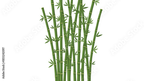 Dense cluster of vibrant green bamboo stalks with delicate leaves, symbolizing tranquility, strength, nature, and growth in an oriental setting.