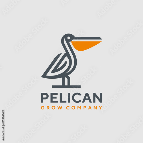 Pelican Bird Logo With Initial letter G Design Template Inspiration Stock Vector