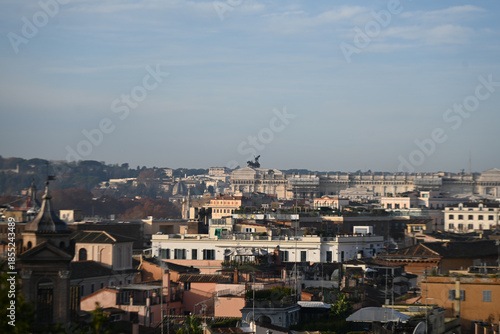 Overlooking the eternal city of  Rome Italy on a fall day.