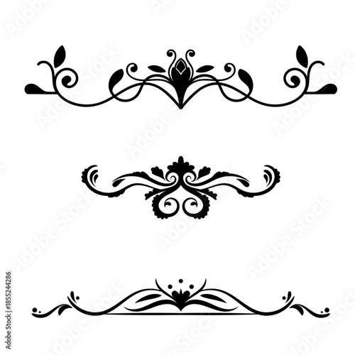 Decorative Vintage Flourish Page Divider and Ornamental Border Vector