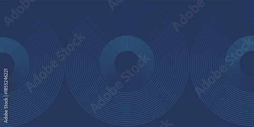 Abstract Digital Circles of Particles with Noise. Futuristic Circular Sound Wave. Big Data Visualization. 3D Virtual Space VR Cyberspace. Crypto Currency Concept. Vector Illustration.