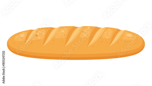 Appetizing long loaf of golden bread with a smooth crust and gentle slashes, representing fresh bakery goods and staple foods for everyday meals.
