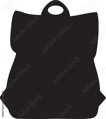 Black silhouette of a backpack on a white background, vector illustration