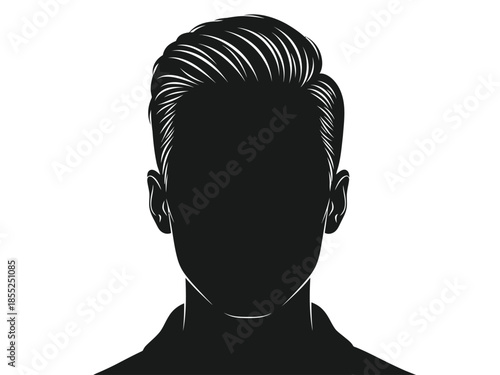 Silhouette of a man s head with a detailed styled hairstyle