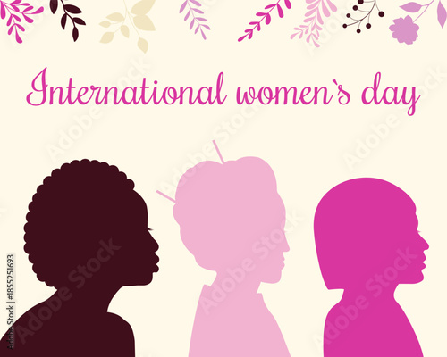 International Women's Day Poster – Female Silhouettes, Diversity & Unity