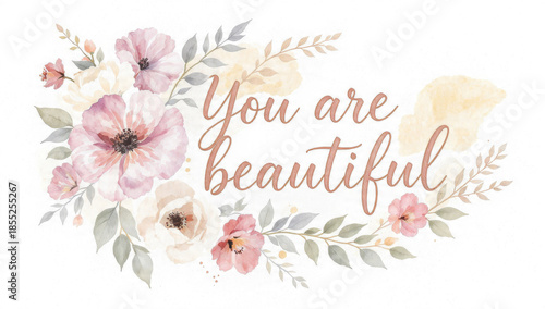 Watercolor Floral Design: You are Beautiful