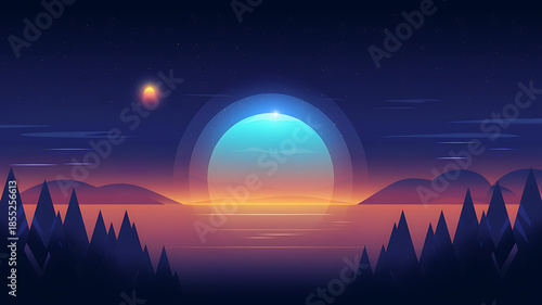 Serene twilight over mountain peaks