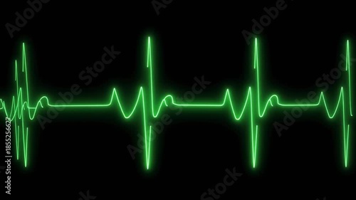 Green Heart Rate Monitor Line - ECG Pulse Overlay