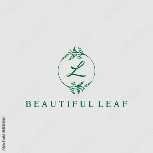 beautiful leaf Logo circle Design Template Inspiration Stock Vector illustration