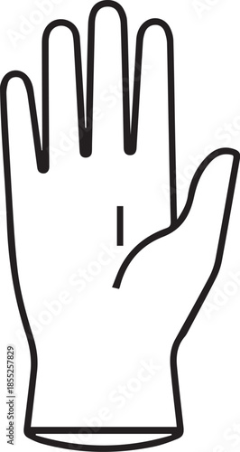 line vector icon of a one disposable medical glove on white background