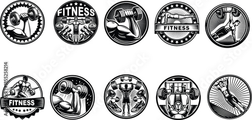 Gym, fitness logo or label. Sport, bodybuilding concept. Vector icon