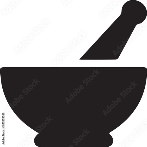 silhouette vector icon of a mortar and pestle on white background