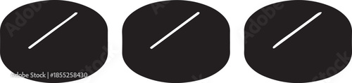silhouette vector icon of three small round tablets in a row on white background