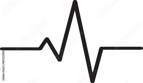 simple line vector icon of a single clear pulse line with a peak on white background