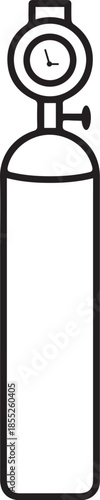 simple minimalist line vector icon of a tall cylinder with a pressure gauge on top on white background