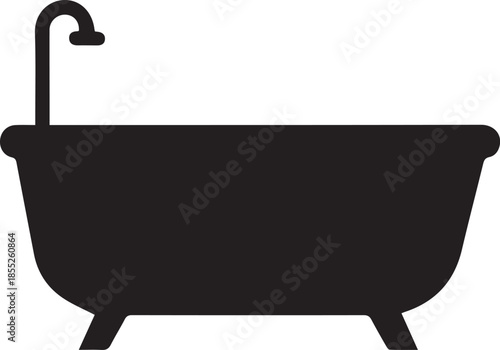 simple silhouette vector icon of a bathtub on white background