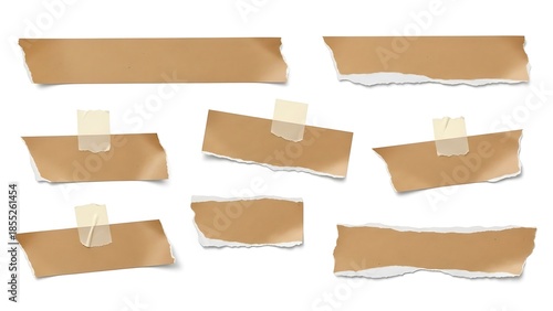 set of various pieces of masking tape isolated on a white background.
