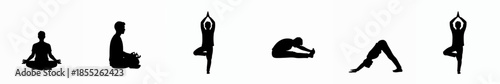 Simple Silhouette Yoga Position Set Healthy Lifestyle Illustration