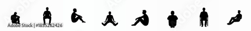 Simple Silhouette People Sitting Poses Variation Human Figures Illustration