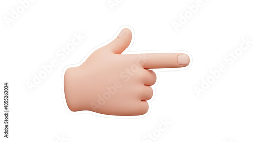Hand pointing icon 3d. Finger touch, direction emoji gesture. Vector cursor, pointer and navigation icon for apps, UI design. Cartoon soft render realistic style isolated 