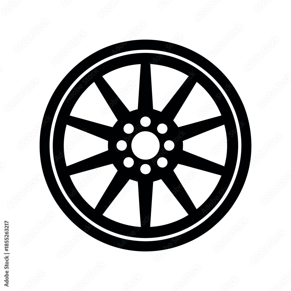 Obraz premium Black car wheel tire alloy design isolated on white background