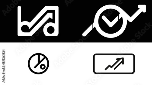 Minimalist success icons and positive confirmation symbols for modern business graphic design.