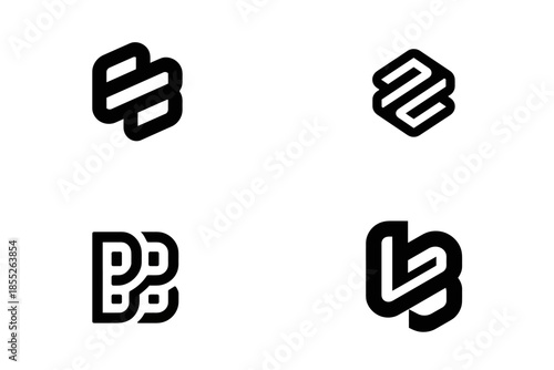 Modern abstract geometric logo design collection with bold lines and negative space.